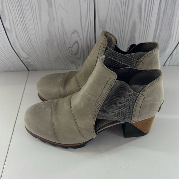 Sorel Addington Womens Size 8.5 Gray Leather 2.75" Heel Sandals Shoes NL2423 - Picture 3 of 8